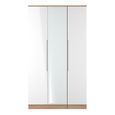 Milan Wardrobe - 3 Door - 1 Mirror - Tall - Triple - White Gloss and Oak