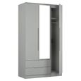 Milan Wardrobe - 3 Door - 1 Mirror - LHF 2 Drawer - Tall - Combi - Grey