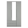 Milan Wardrobe - 3 Door - 1 Mirror - LHF 2 Drawer - Tall - Combi - Grey
