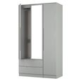 Milan Wardrobe - 3 Door - 1 Mirror - LHF 2 Drawer - Tall - Combi - Grey