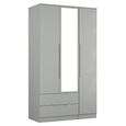 Milan Wardrobe - 3 Door - 1 Mirror - LHF 2 Drawer - Tall - Combi - Grey