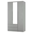 Milan Wardrobe - 3 Door - 1 Mirror - LHF 2 Drawer - Tall - Combi - Grey