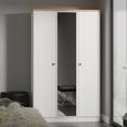 Norfolk Wardrobe - 3 Door - 1 Mirror - Triple - White and Oak