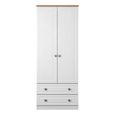 Norfolk Wardrobe - 2 Door - 2 Drawer - Double - White and Oak