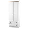 Norfolk Wardrobe - 2 Door - 2 Drawer - Double - White and Oak