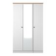 Norfolk Wardrobe - 3 Door - 1 Mirror - Triple - White and Oak