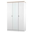 Norfolk Wardrobe - 3 Door - 1 Mirror - Triple - White and Oak