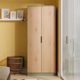 Java Fluted Wardrobe - 2 Door - Tall Robe - Natural and Reed Green