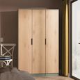 Java Fluted Wardrobe - 3 Door - Plain Triple - Natural and Reed Green