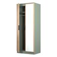 Java Fluted Wardrobe - 2 Door - 1 Mirror - Natural and Reed Green