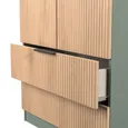 Java Fluted Wardrobe - 2 Door - 2 Drawer - Natural and Reed Green