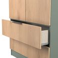 Java Fluted Wardrobe - 2 Door - 2 Drawer - Tall Robe - Natural and Reed Green