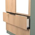 Java Fluted Wardrobe - 2 Door - Combi - 1 Mirror - Natural and Reed Green
