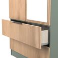Java Fluted Wardrobe - 2 Door - Tall Combi - 1 Mirror - Natural and Reed Green
