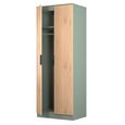 Java Fluted Wardrobe - 2 Door - Tall Robe - Natural and Reed Green