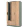 Java Fluted Wardrobe - 3 Door - 2 Drawer - Tall Triple - Natural and Reed Green