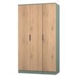 Java Fluted Wardrobe - 3 Door - Plain Triple - Natural and Reed Green