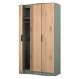 Java Fluted Wardrobe - 3 Door - Plain Triple - Natural and Reed Green