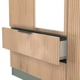 Java Fluted Wardrobe - 3 Door - Tall Triple Combi - 1 Mirror - Natural and Reed Green