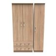 Avon Wardrobe - 3 Door - Triple - with LHF 2 Drawers - Oak