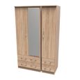 Avon Wardrobe - 3 Door with 1 Mirror - Oak