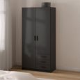 Sprint Wardrobe - 2 Door - 3 Drawer - Matt Grey