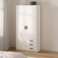 Sprint Wardrobe - 2 Door - 3 Drawer - White