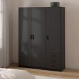 Sprint Wardrobe - 3 Door - 3 Drawer - Matt Grey