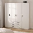 Sprint Wardrobe - 4 Door - 3 Drawer - White