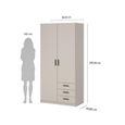 Sprint Wardrobe - 2 Door - 3 Drawer - Cashmere