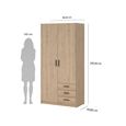 Sprint Wardrobe - 2 Door - 3 Drawer - Jackson Hickory