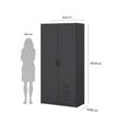 Sprint Wardrobe - 2 Door - 3 Drawer - Matt Grey