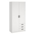 Sprint Wardrobe - 2 Door - 3 Drawer - White