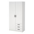 Sprint Wardrobe - 2 Door - 3 Drawer - White