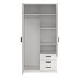 Sprint Wardrobe - 2 Door - 3 Drawer - White