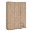 Sprint Wardrobe - 3 Door - 3 Drawer - Jackson Hickory