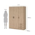 Sprint Wardrobe - 3 Door - 3 Drawer - Jackson Hickory
