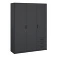 Sprint Wardrobe - 3 Door - 3 Drawer - Matt Grey