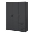 Sprint Wardrobe - 3 Door - 3 Drawer - Matt Grey