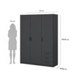 Sprint Wardrobe - 3 Door - 3 Drawer - Matt Grey