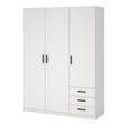 Sprint Wardrobe - 3 Door - 3 Drawer - White