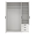 Sprint Wardrobe - 3 Door - 3 Drawer - White