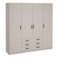Sprint Wardrobe - 4 Door - 3 Drawer - Cashmere