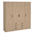 Sprint Wardrobe - 4 Door - 3 Drawer - Jackson Hickory