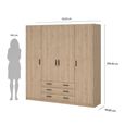 Sprint Wardrobe - 4 Door - 3 Drawer - Jackson Hickory