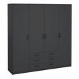 Sprint Wardrobe - 4 Door - 3 Drawer - Matt Grey