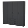 Sprint Wardrobe - 4 Door - 3 Drawer - Matt Grey
