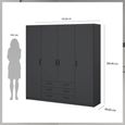 Sprint Wardrobe - 4 Door - 3 Drawer - Matt Grey