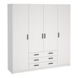 Sprint Wardrobe - 4 Door - 3 Drawer - White