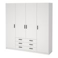 Sprint Wardrobe - 4 Door - 3 Drawer - White